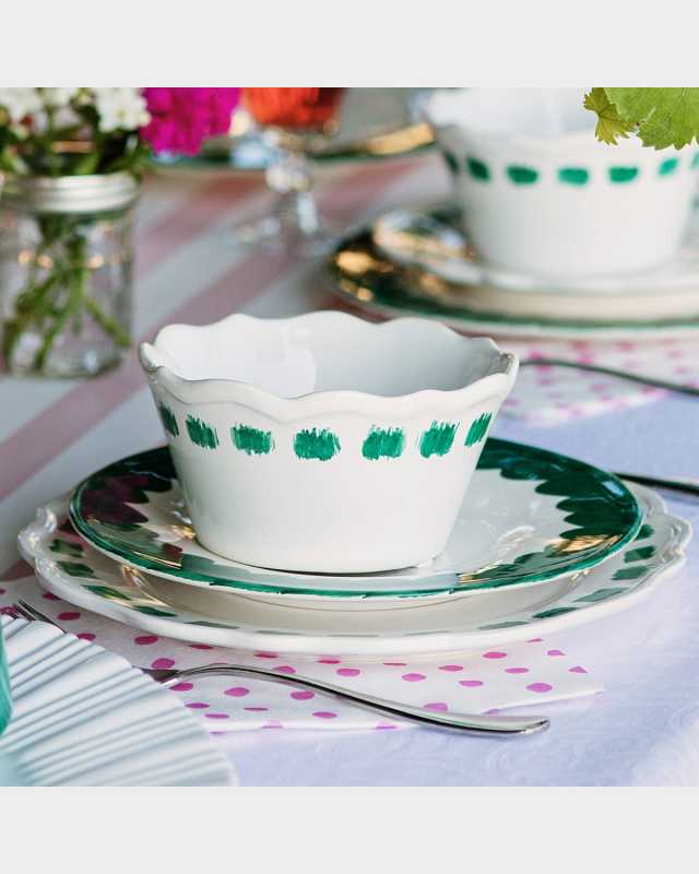 Lisbon Green Brushstroke Salad Plate